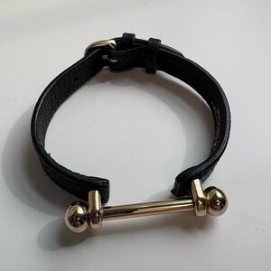 Strathberry Music Bar Black Leather Bracelet